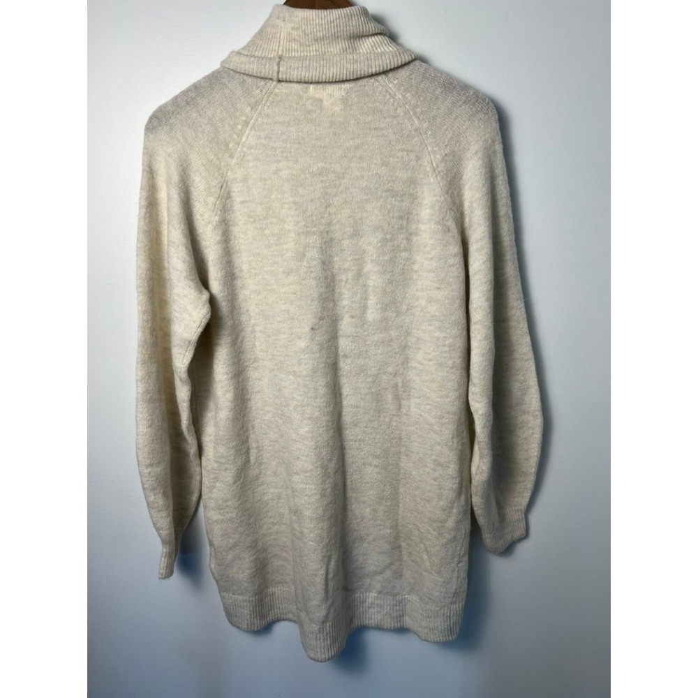 H&M Turtleneck Sweater‎ Dress W XS Cream Knit Raglan Pullover Minimal Basic - Picture 3 of 6